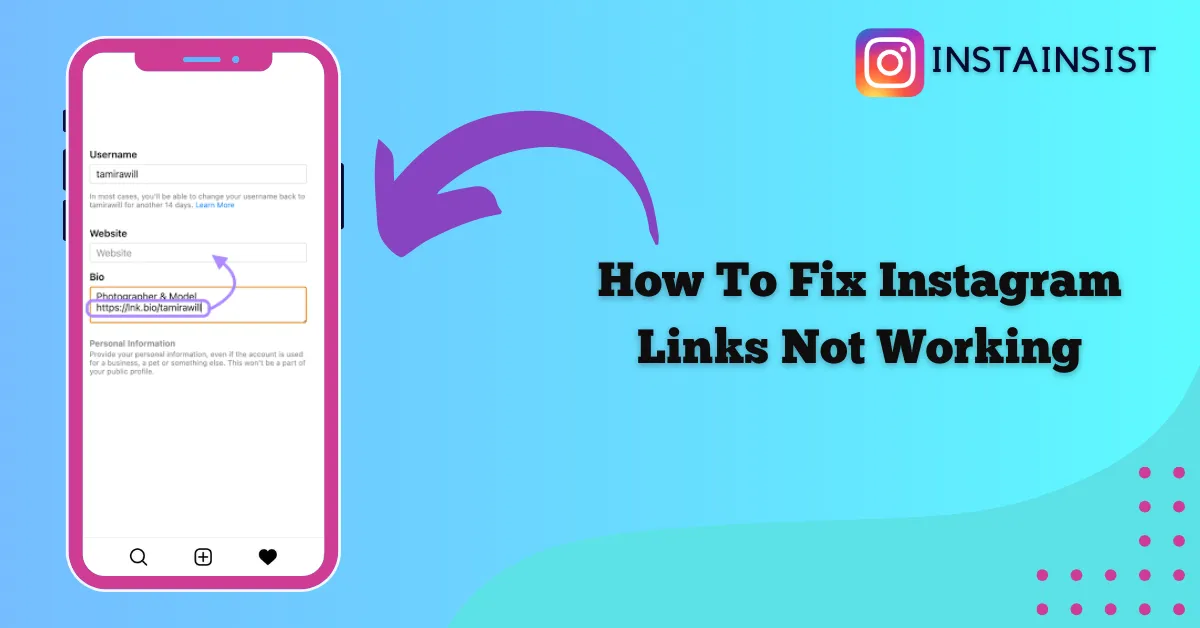 instagram links not working